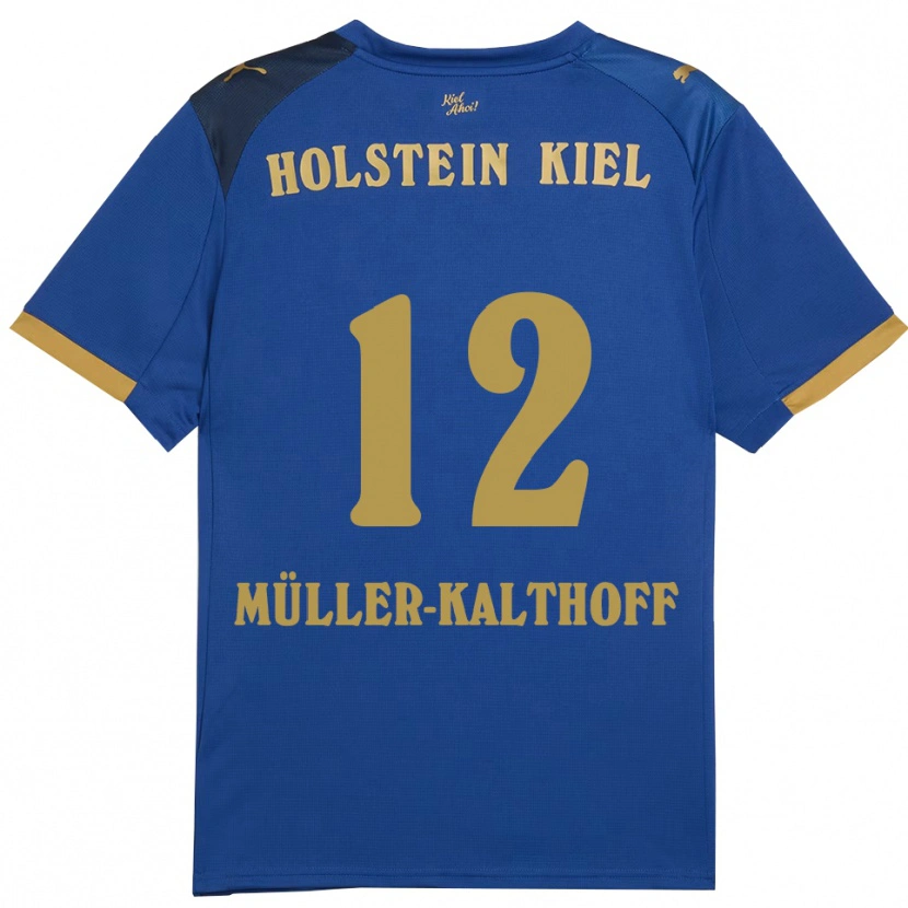 Danxen Mulher Camisola Henrie Müller-Kalthoff #12 Azul Dourado Principal 2025/26 Camisa