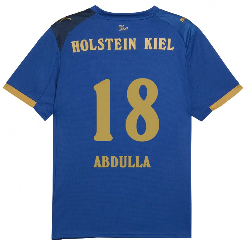 Danxen Mulher Camisola Ali Abdulla #18 Azul Dourado Principal 2025/26 Camisa