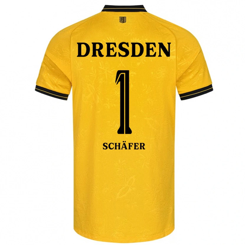 Danxen Mulher Camisola Moritz Schäfer #1 Amarelo Preto Principal 2025/26 Camisa