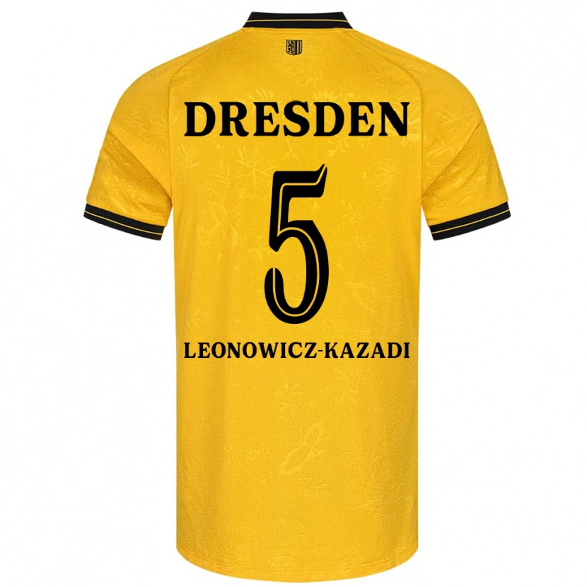 Danxen Mulher Camisola Jonathan Leonowicz-Kazadi #5 Amarelo Preto Principal 2025/26 Camisa