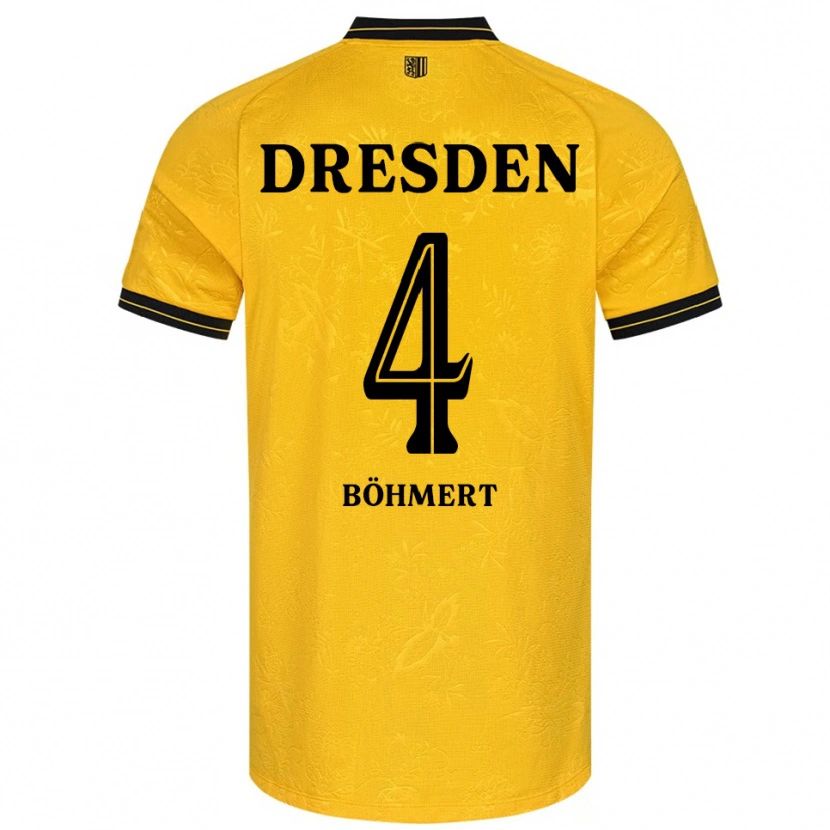 Danxen Mulher Camisola Jonas Böhmert #4 Amarelo Preto Principal 2025/26 Camisa