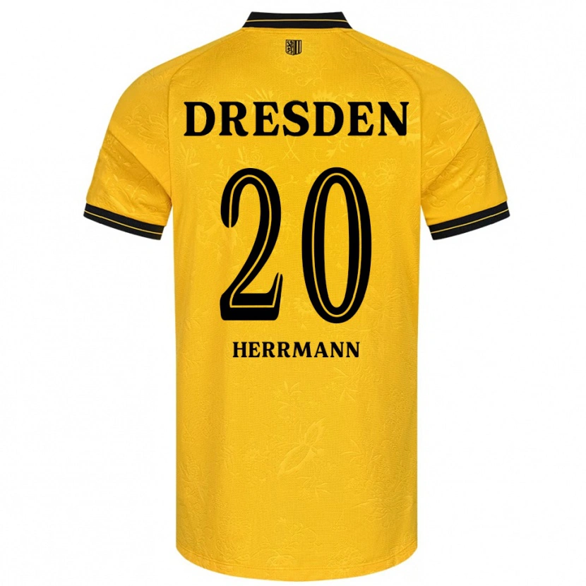 Danxen Mulher Camisola Artur Herrmann #20 Amarelo Preto Principal 2025/26 Camisa