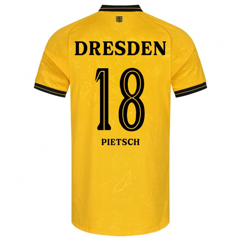Danxen Mulher Camisola Colin Pietsch #18 Amarelo Preto Principal 2025/26 Camisa