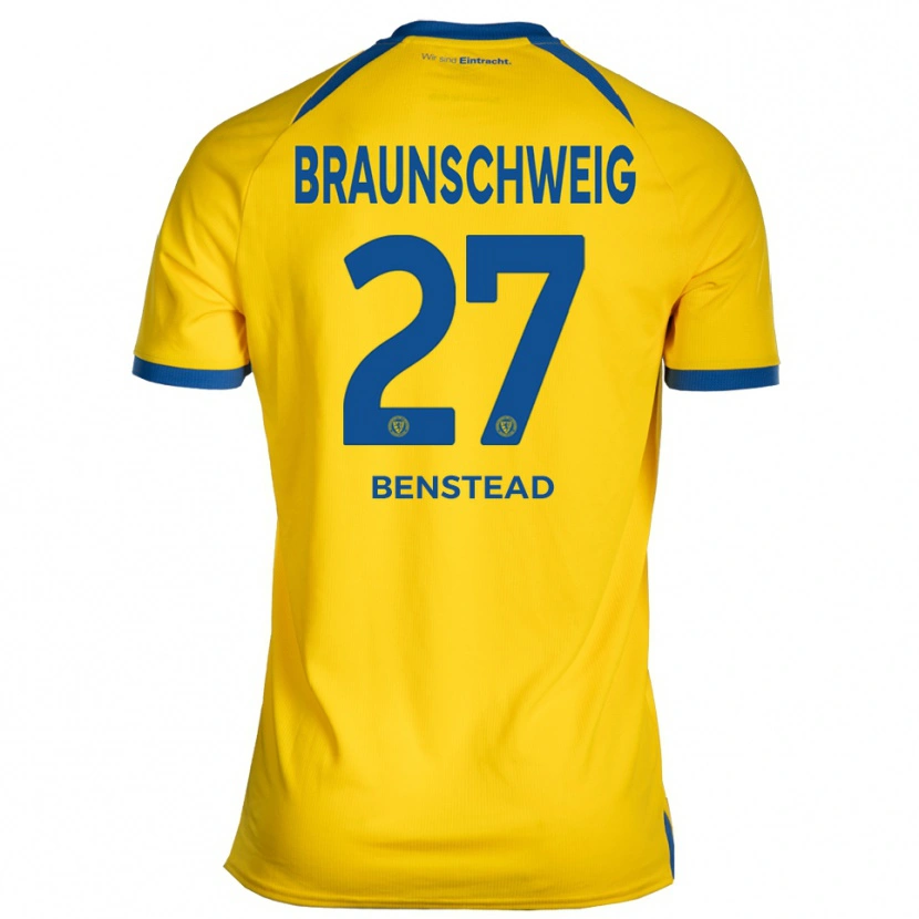Danxen Mulher Camisola Jakob Benstead #27 Amarelo Azul Principal 2025/26 Camisa