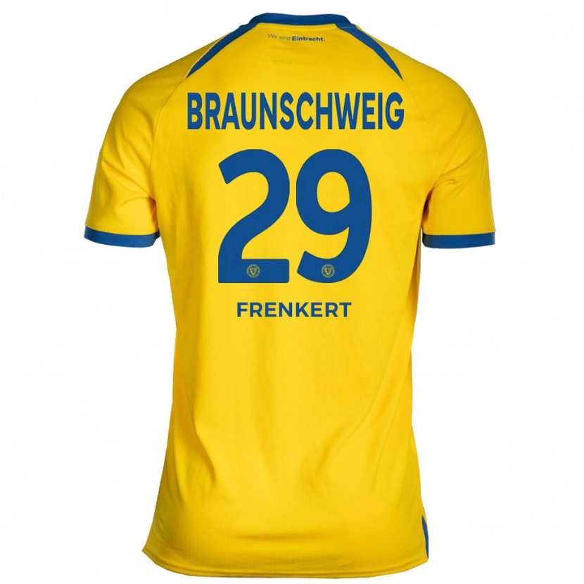 Danxen Mulher Camisola Lukas Frenkert #29 Amarelo Azul Principal 2025/26 Camisa