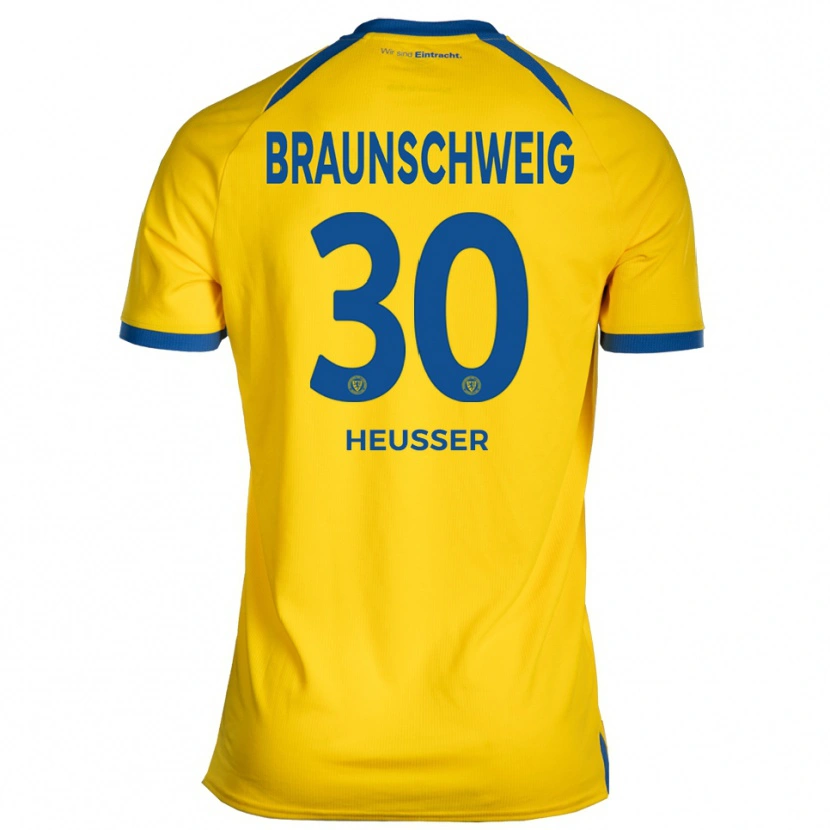 Danxen Mulher Camisola Robin Heußer #30 Amarelo Azul Principal 2025/26 Camisa