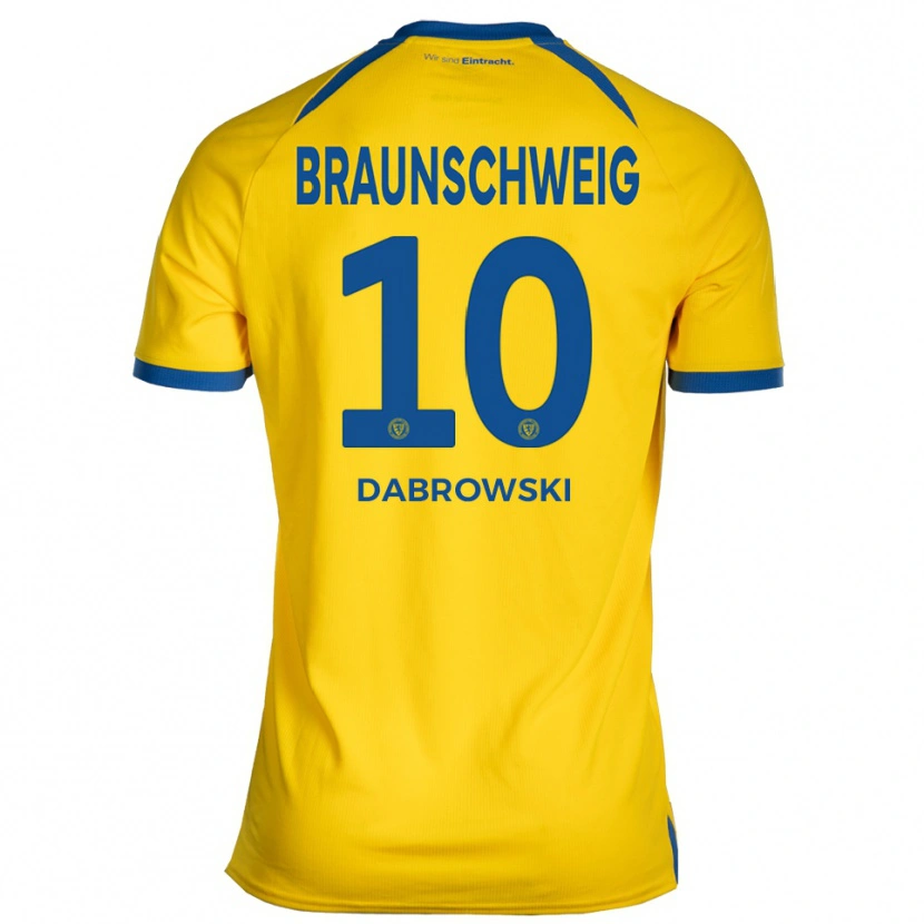 Danxen Mulher Camisola Sebastian Dabrowski #10 Amarelo Azul Principal 2025/26 Camisa