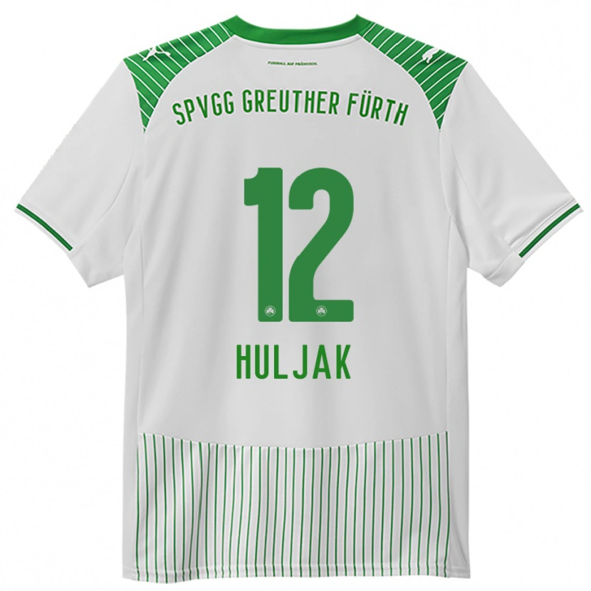 Danxen Mulher Camisola Dominik Huljak #12 Branco Verde Principal 2025/26 Camisa