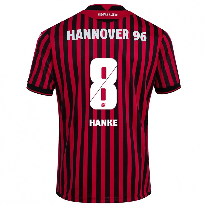 Danxen Mulher Camisola Anton Hanke #8 Vermelho Preto Principal 2025/26 Camisa