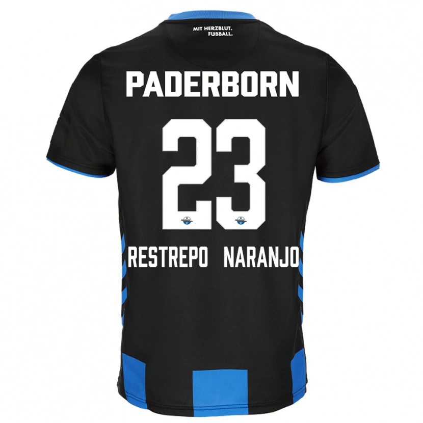 Danxen Mulher Camisola Pedro Restrepo Naranjo #23 Preto Azul Principal 2025/26 Camisa