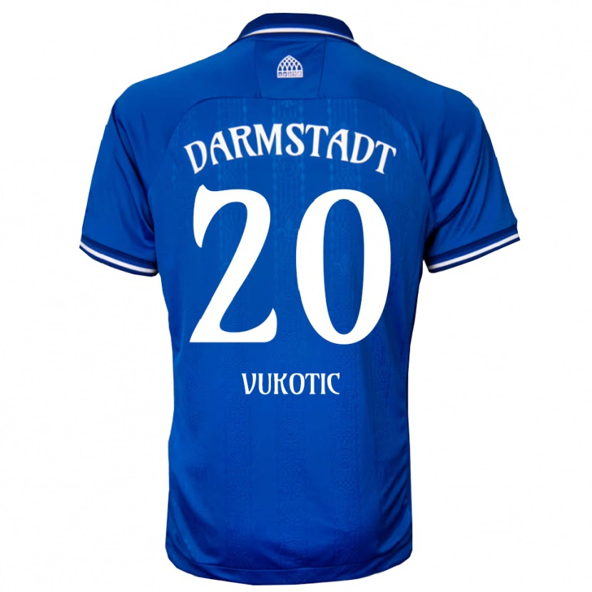 Danxen Mulher Camisola Aleksandar Vukotic #20 Azul Branco Principal 2025/26 Camisa