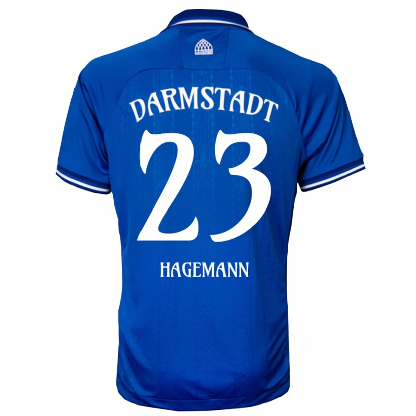 Danxen Mulher Camisola Emil Hagemann #23 Azul Branco Principal 2025/26 Camisa