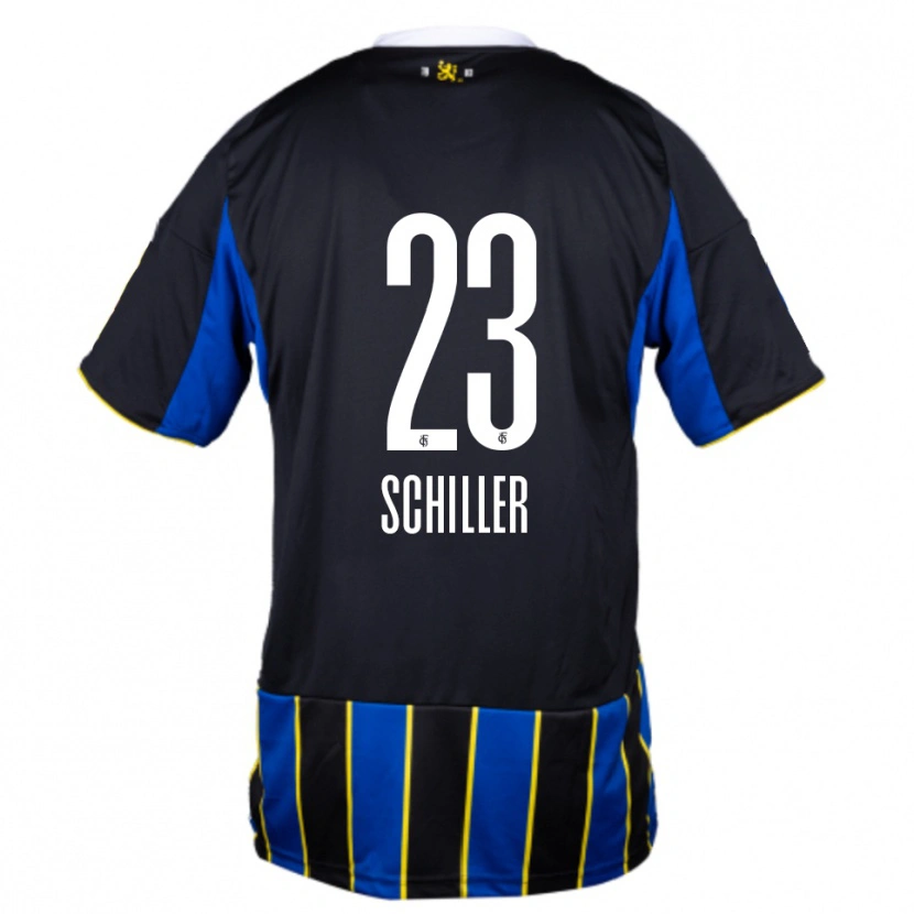 Danxen Mulher Camisola Niklas Schiller #23 Azul Preto Amarelo Principal 2025/26 Camisa