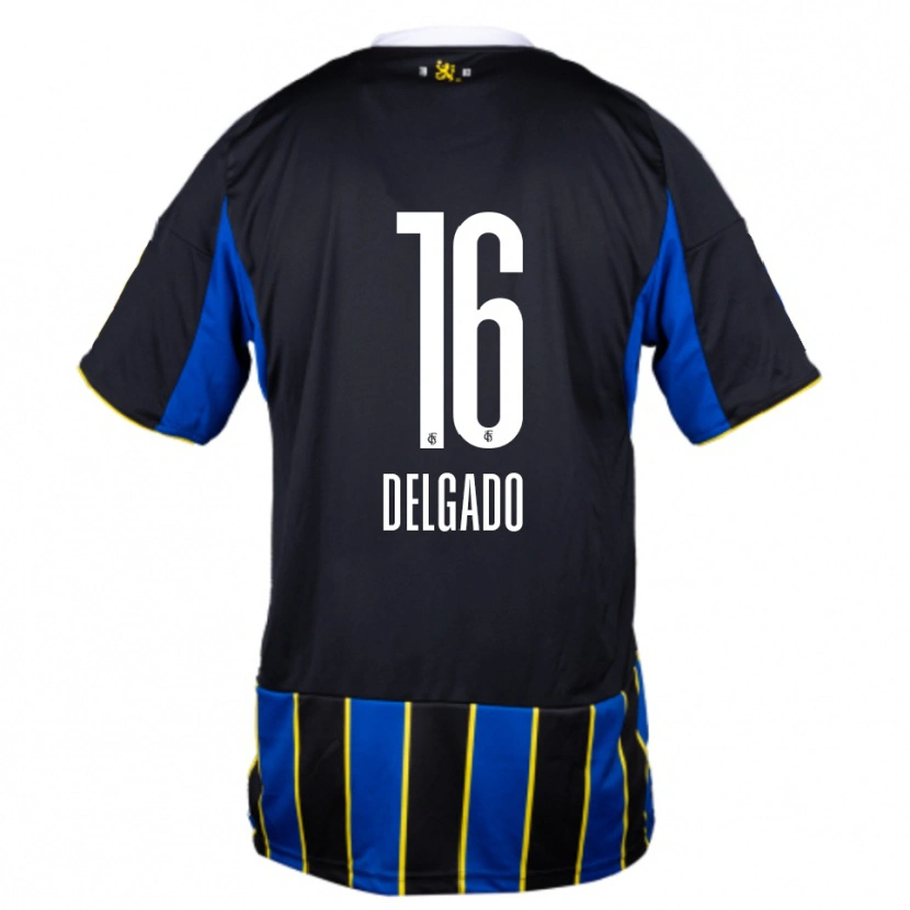 Danxen Mulher Camisola Thierry Delgado #16 Azul Preto Amarelo Principal 2025/26 Camisa
