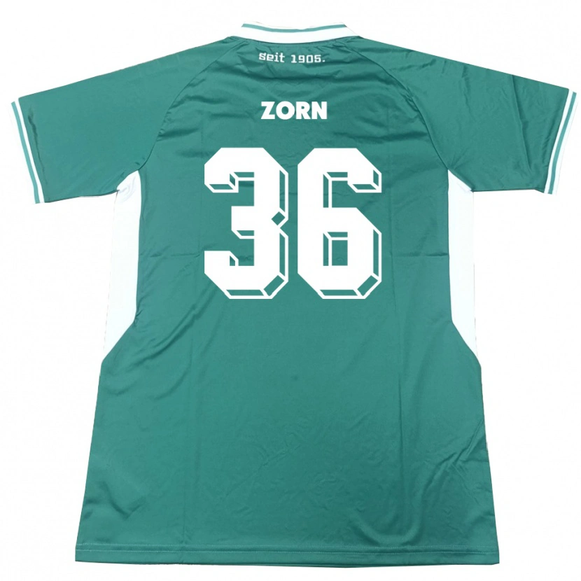 Danxen Mulher Camisola Emil Zorn #36 Verde Branco Principal 2025/26 Camisa