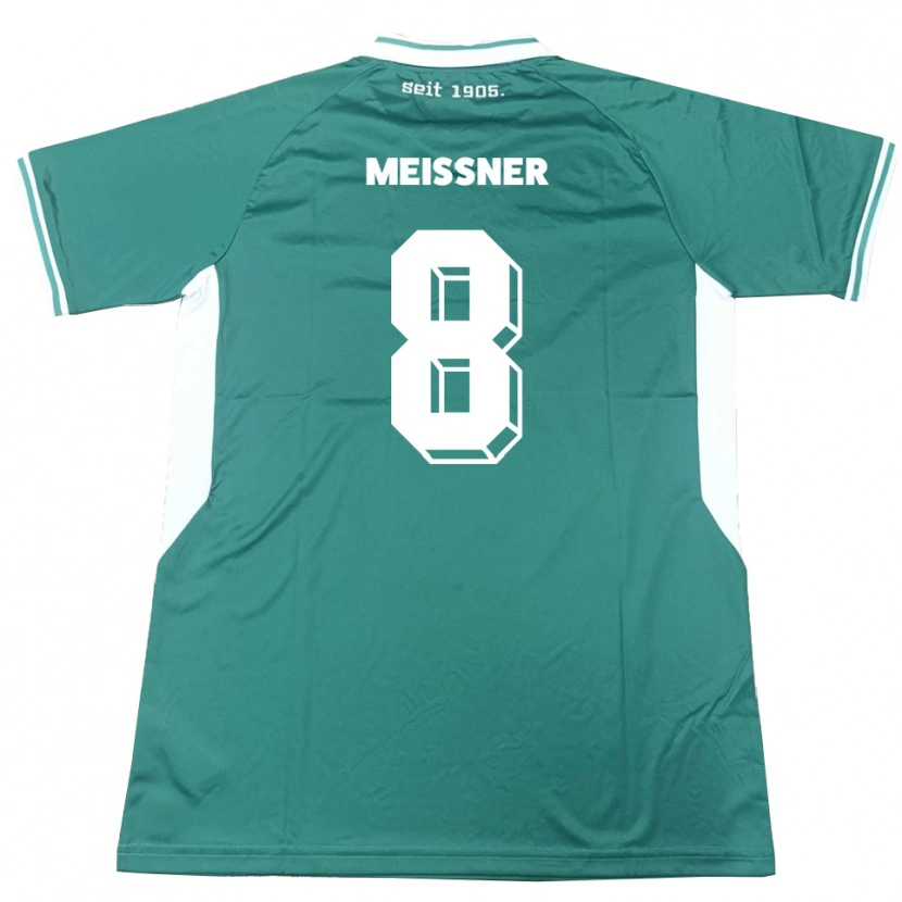 Danxen Mulher Camisola Thomas Meißner #8 Verde Branco Principal 2025/26 Camisa