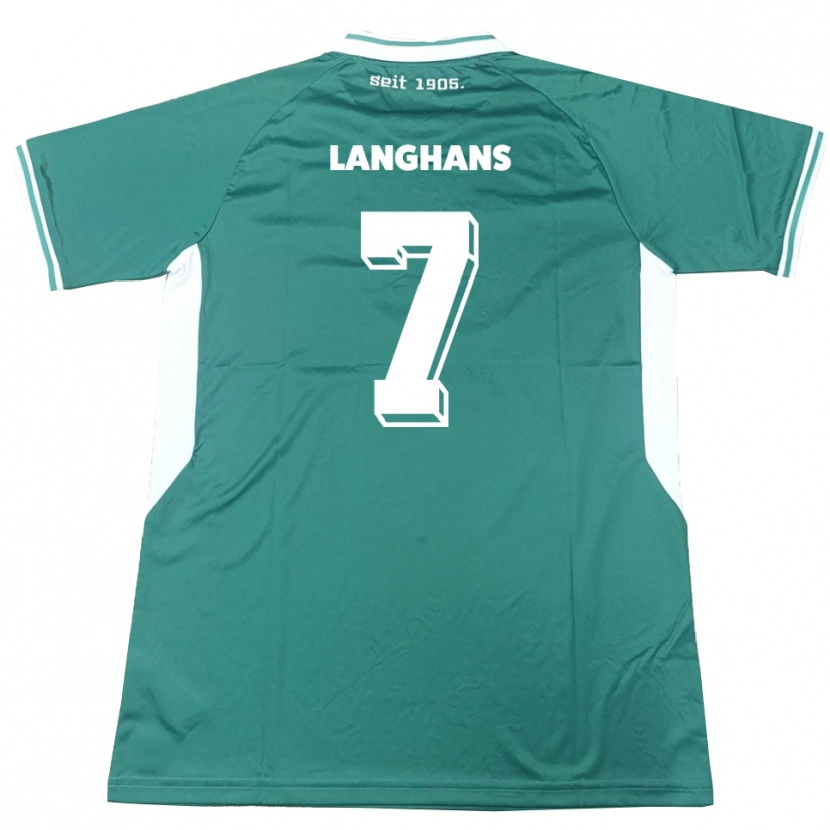 Danxen Mulher Camisola Leonard Langhans #7 Verde Branco Principal 2025/26 Camisa