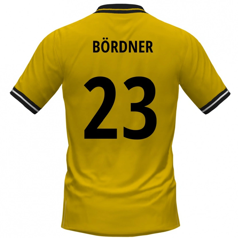 Danxen Mulher Camisola Elias Bördner #23 Amarelo Preto Principal 2025/26 Camisa