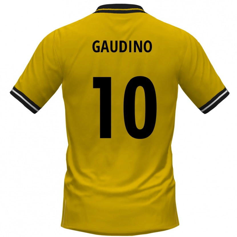 Danxen Mulher Camisola Gianluca Gaudino #10 Amarelo Preto Principal 2025/26 Camisa
