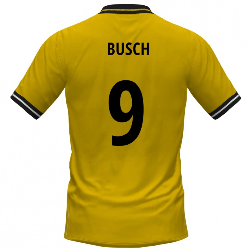 Danxen Mulher Camisola Luis Busch #9 Amarelo Preto Principal 2025/26 Camisa