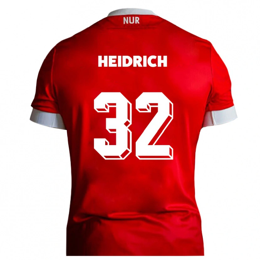 Danxen Mulher Camisola Finn Heidrich #32 Vermelho Branco Principal 2025/26 Camisa