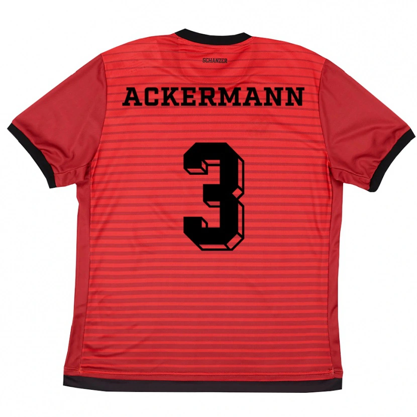 Danxen Mulher Camisola Tom Ackermann #3 Vermelho Preto Principal 2025/26 Camisa