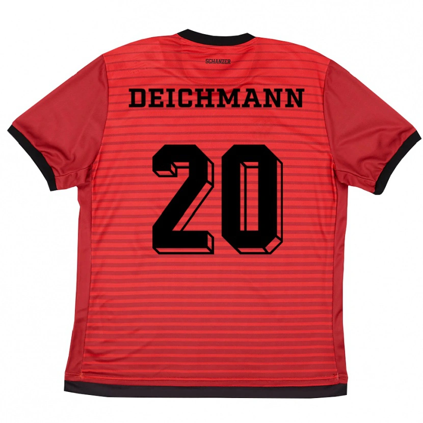 Danxen Mulher Camisola Yannick Deichmann #20 Vermelho Preto Principal 2025/26 Camisa