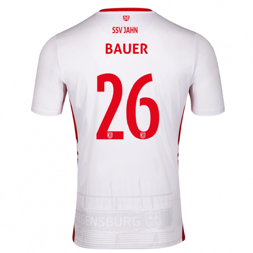 Danxen Mulher Camisola Benedikt Bauer #26 Branco Vermelho Principal 2025/26 Camisa