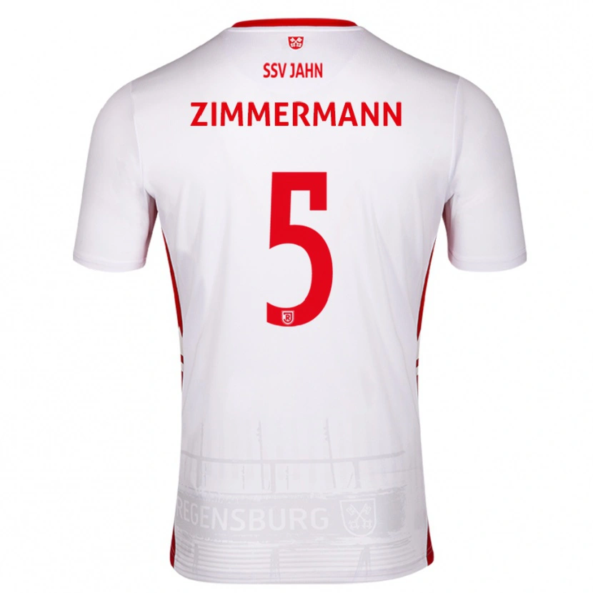 Danxen Mulher Camisola Vitus Zimmermann #5 Branco Vermelho Principal 2025/26 Camisa