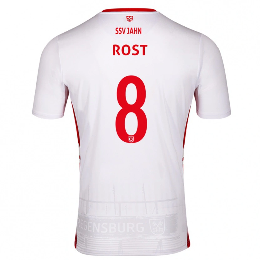 Danxen Mulher Camisola Fabio Rost #8 Branco Vermelho Principal 2025/26 Camisa