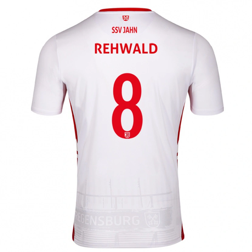 Danxen Mulher Camisola Johannes Rehwald #8 Branco Vermelho Principal 2025/26 Camisa