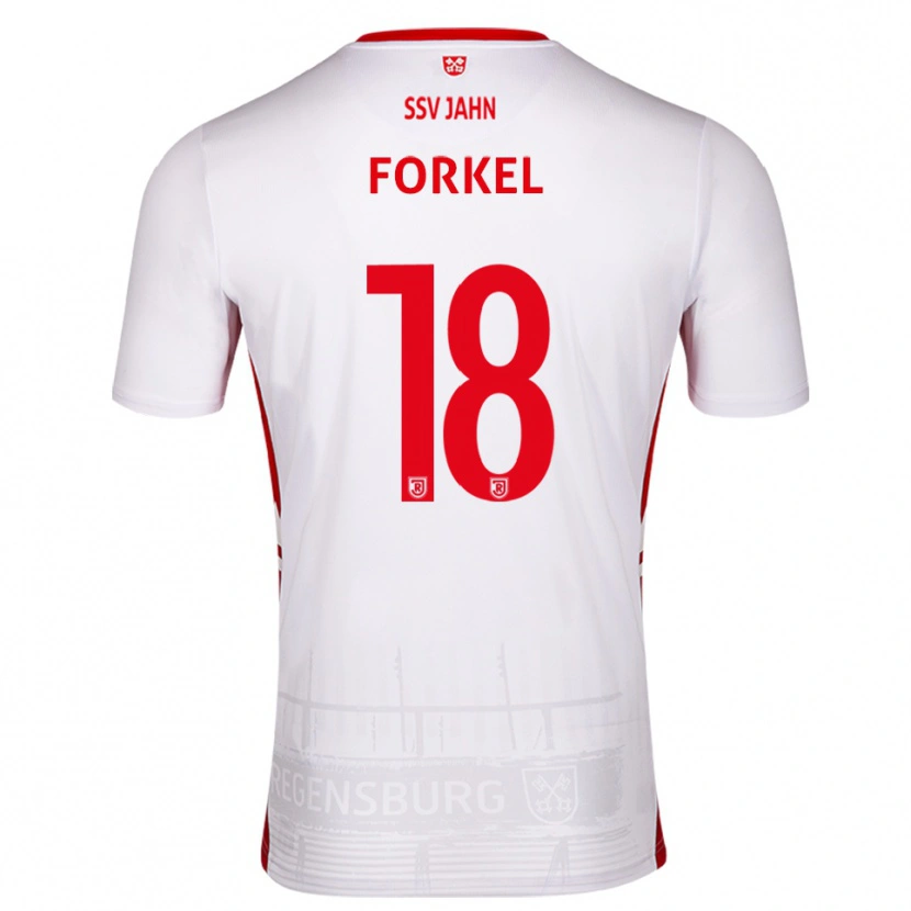 Danxen Mulher Camisola Dustin Forkel #18 Branco Vermelho Principal 2025/26 Camisa