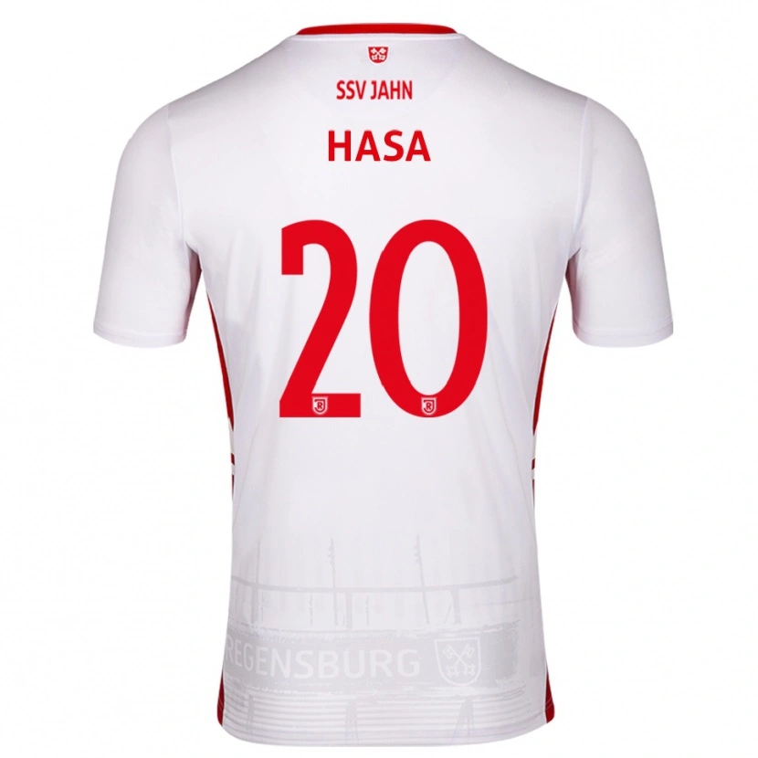 Danxen Mulher Camisola Samuel Hasa #20 Branco Vermelho Principal 2025/26 Camisa