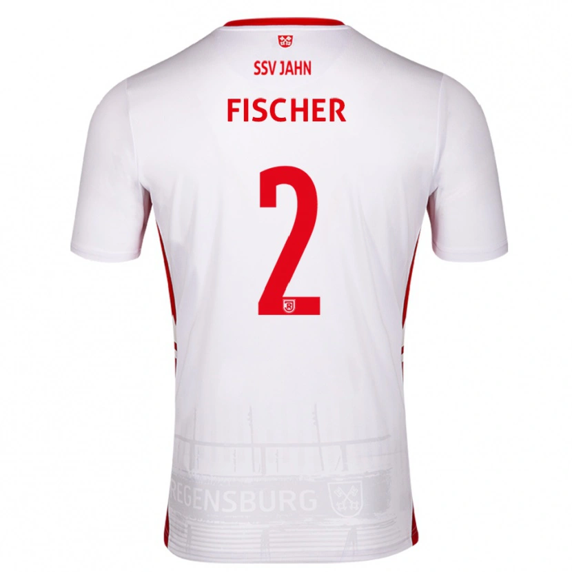 Danxen Mulher Camisola Florian Fischer #2 Branco Vermelho Principal 2025/26 Camisa