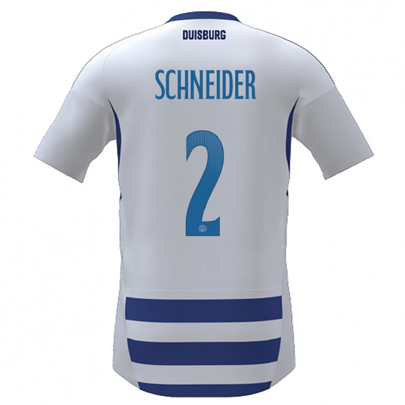 Danxen Mulher Camisola Jason Schneider #2 Branco Azul Principal 2025/26 Camisa