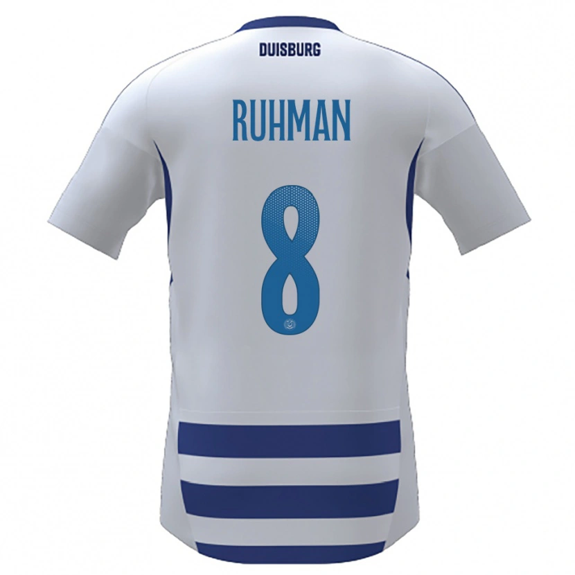 Danxen Mulher Camisola Ayesha Abd El Ruhman #8 Branco Azul Principal 2025/26 Camisa