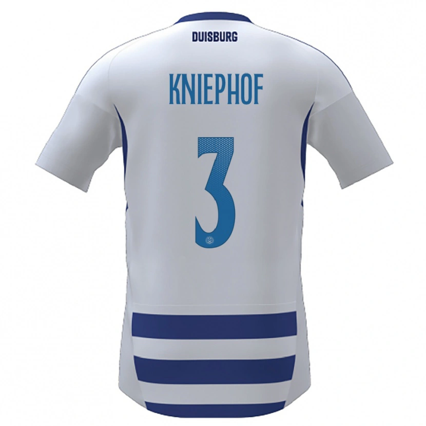 Danxen Mulher Camisola Andre Kniephof #3 Branco Azul Principal 2025/26 Camisa