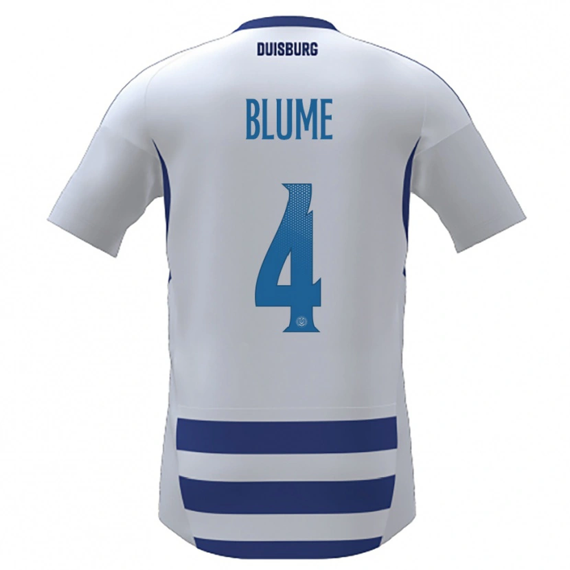 Danxen Mulher Camisola Louis Blume #4 Branco Azul Principal 2025/26 Camisa