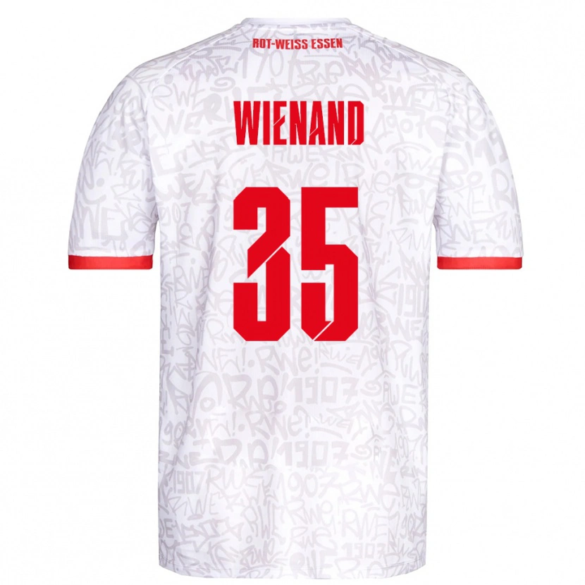 Danxen Mulher Camisola Felix Wienand #35 Branco Vermelho Principal 2025/26 Camisa