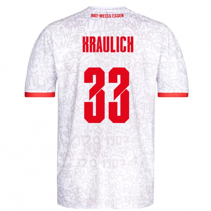Danxen Mulher Camisola Tobias Kraulich #33 Branco Vermelho Principal 2025/26 Camisa