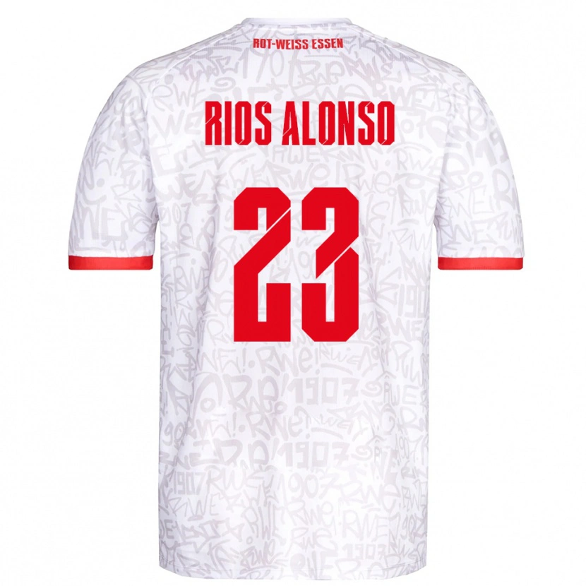 Danxen Mulher Camisola José Enrique Ríos Alonso #23 Branco Vermelho Principal 2025/26 Camisa