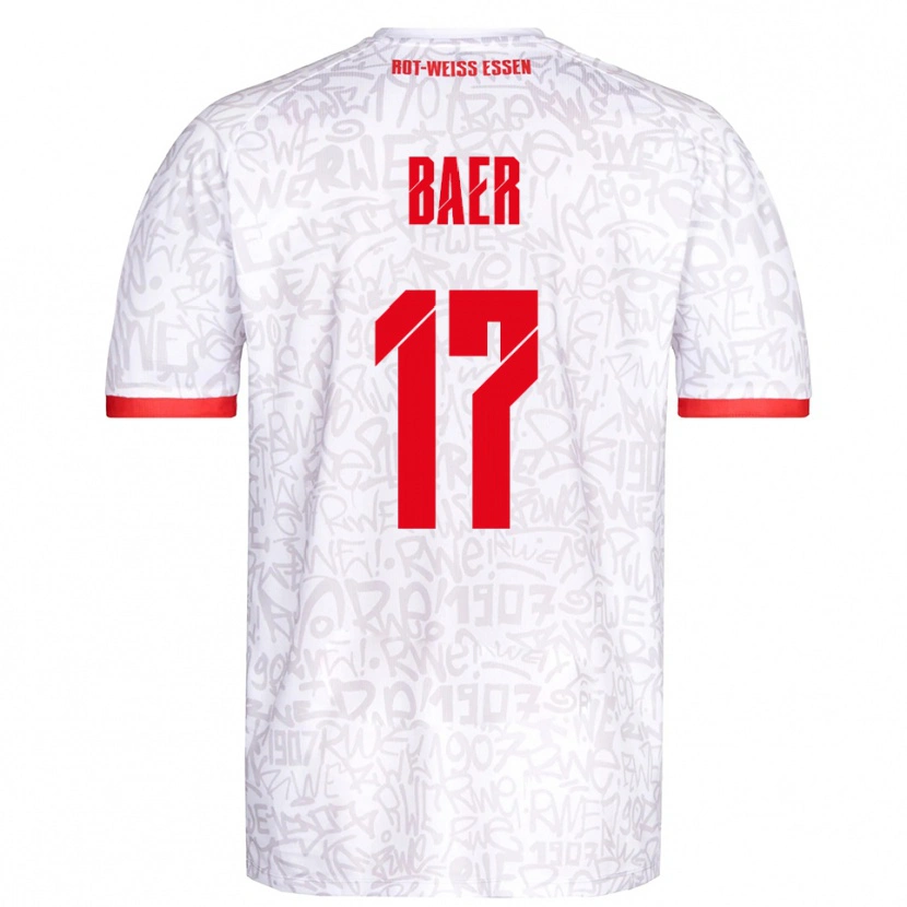 Danxen Mulher Camisola Luca Baer #17 Branco Vermelho Principal 2025/26 Camisa