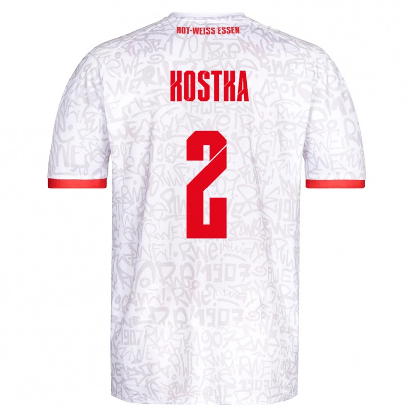 Danxen Mulher Camisola Michael Kostka #2 Branco Vermelho Principal 2025/26 Camisa