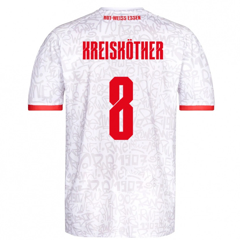 Danxen Mulher Camisola Luiz-Simon Kreisköther #8 Branco Vermelho Principal 2025/26 Camisa