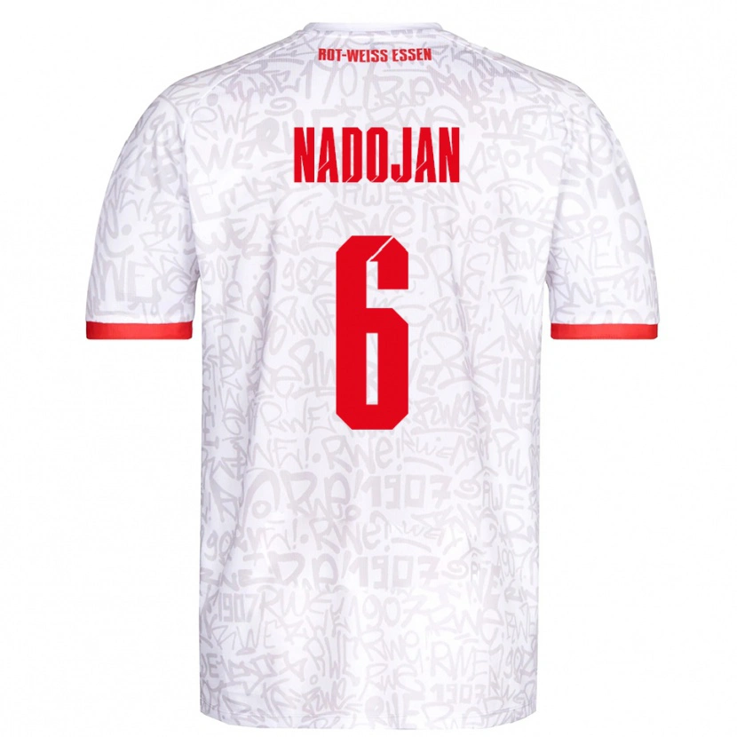 Danxen Mulher Camisola Aslan Nadojan #6 Branco Vermelho Principal 2025/26 Camisa
