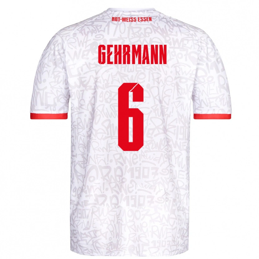 Danxen Mulher Camisola Fabian Gehrmann #6 Branco Vermelho Principal 2025/26 Camisa