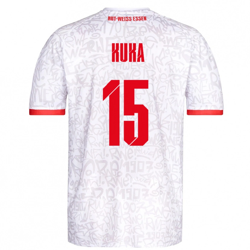 Danxen Mulher Camisola Hamid Kuka #15 Branco Vermelho Principal 2025/26 Camisa