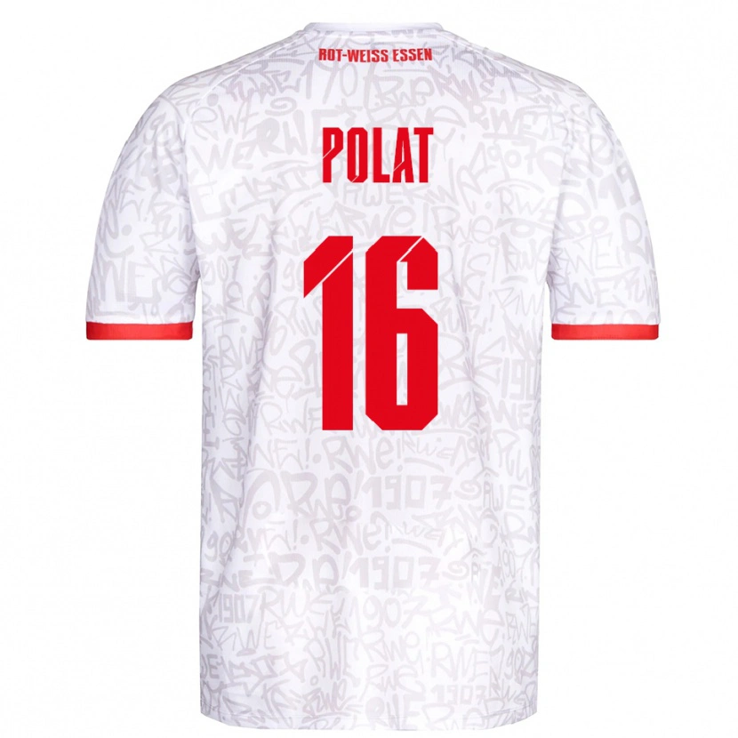 Danxen Mulher Camisola Mert Polat #16 Branco Vermelho Principal 2025/26 Camisa