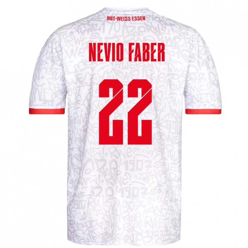 Danxen Mulher Camisola Arne Nevio Faber #22 Branco Vermelho Principal 2025/26 Camisa