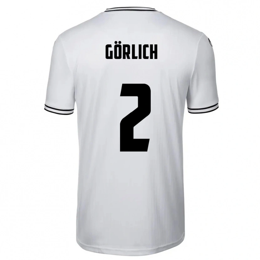 Danxen Mulher Camisola Luis Görlich #2 Branco Preto Principal 2025/26 Camisa
